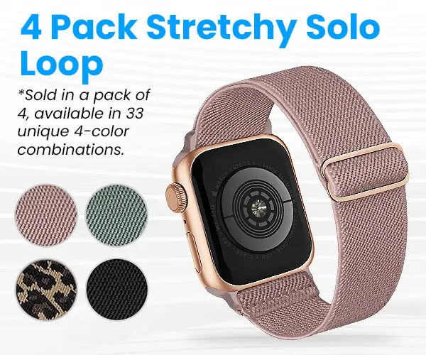 4 Pack Stretchy Solo Loop Compatible with Apple Watch Band